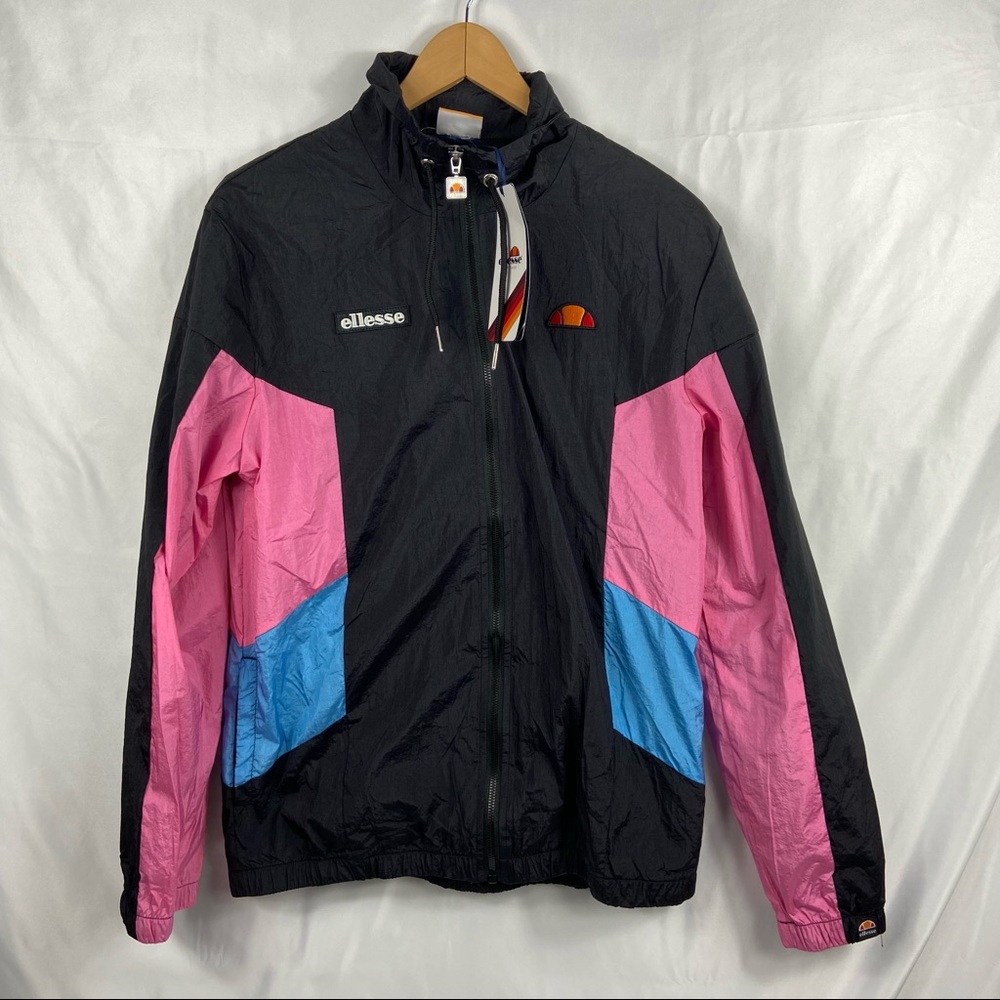 Ellesse Vinales Shell Black/Blue/Pink Men's Track Jacket Sz Small SHB06822-001